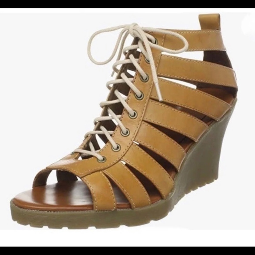 Dr. Marten’s Tan Strappy Wedge Heels Sandals